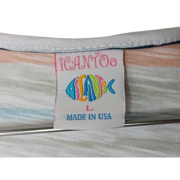 iCantoo Striped V-Neck T-Shirt Dress Women’s L Multicolor Lightweight Hem USA - Picture 14 of 15